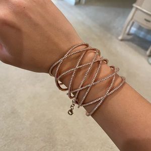 Rose Gold Plated Wide Criss Cross Cuff Bracelet